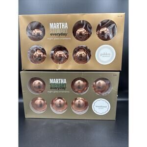 Vtg Martha Stewart Everyday Glass Christmas Ornaments Copper/gold Set of 16